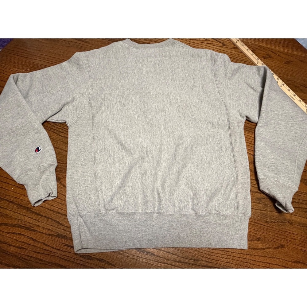 Champion Reverse Weave Sweatshirt Gray Script Logo Pullover Mens Small S - Picture 5 of 6